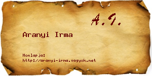 Aranyi Irma névjegykártya