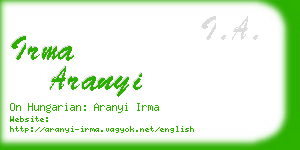 irma aranyi business card